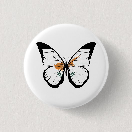 Cypriotische vlindervlag ronde button 3,2 cm (Voorkant)