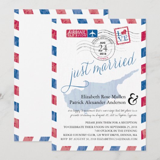 Cyprus Antieke Luchtpost Net Getrouwd Post Bruilof Kaart (Voorkant / Achterkant)