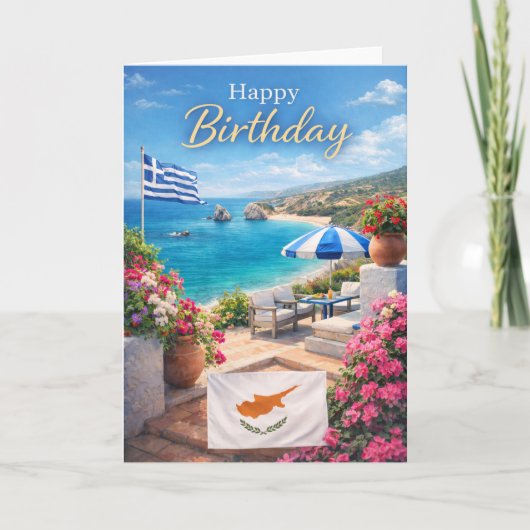 Cyprus Birthday Card – Mediterranean Design Kaart (Voorkant)