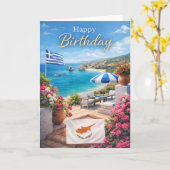Cyprus Birthday Card – Mediterranean Design Kaart (Gele Bloem)