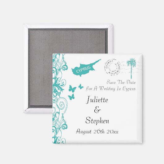Cyprus Bruiloft Save De Datum Magneet (Voorkant / Achterkant)