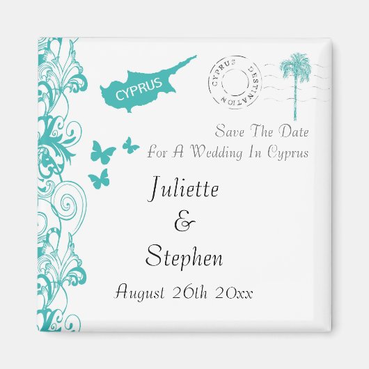 Cyprus Bruiloft Save De Datum Magneet (Voorkant)