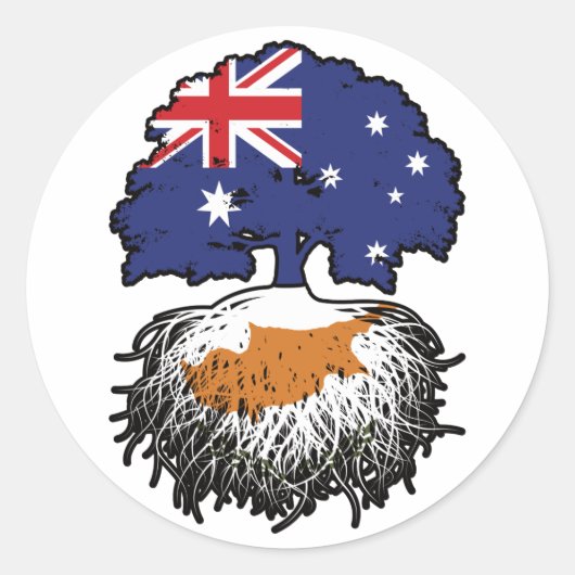 Cyprus Cypriot Australia Tree Roots Ronde Sticker (Voorkant)