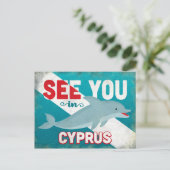Cyprus Dolphin - Retro Vintage Travel Briefkaart (Staand voorkant)