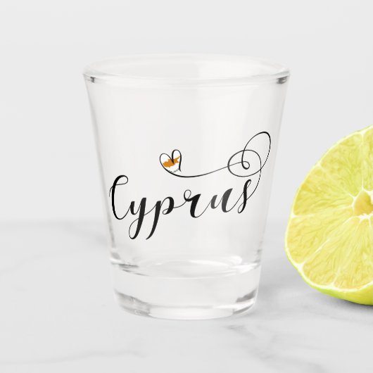 Cyprus Flag Heart, Cyprus Shot Glas (Voorkant)
