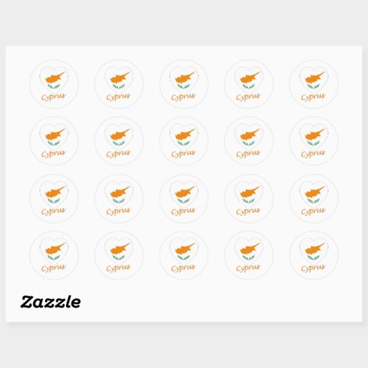 Cyprus Flag Heart Ronde Sticker (Vel)