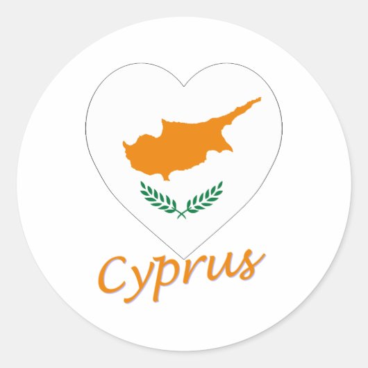 Cyprus Flag Heart Ronde Sticker (Voorkant)