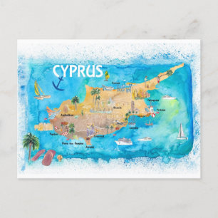 Cyprus geïllustreerde kaart met hoofdverkeerskenme