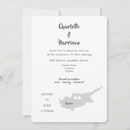 Cyprus Huwelijksbestemming Fotouitnodiging Kaart