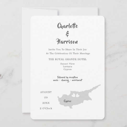 Cyprus Huwelijksbestemming Fotouitnodiging Kaart (Voorkant)