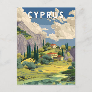 Cyprus Illustratie Reis Kunst Vintage Briefkaart