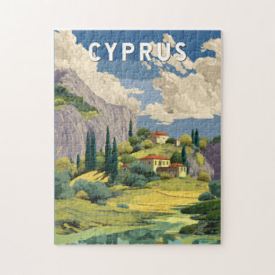 Cyprus Illustratie Reis Kunst Vintage Legpuzzel