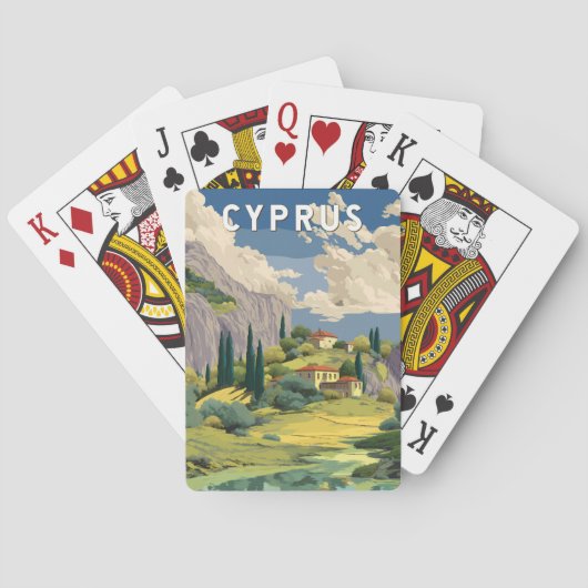 Cyprus Illustratie Reis Kunst Vintage Pokerkaarten (Achterkant)