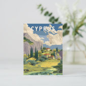 Cyprus Illustration Travel Art Vintage Briefkaart (Staand voorkant)