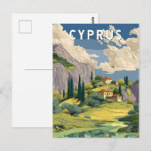 Cyprus Illustration Travel Art Vintage Briefkaart (Voorkant / Achterkant)