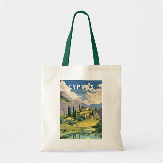 Cyprus Illustration Travel Art Vintage Tote Bag (Voorkant)