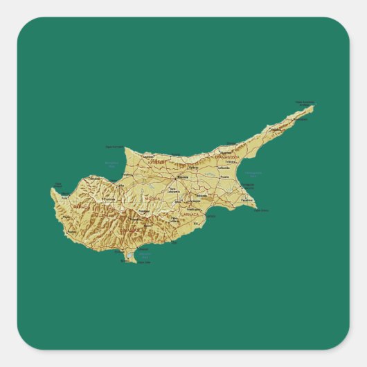 Cyprus Kaart Sticker (Voorkant)