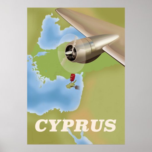 Cyprus kaart vintage reisposter poster (Voorkant)