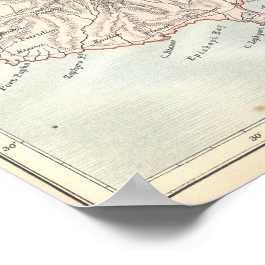  Cyprus Map 1890 Print (Hoek)