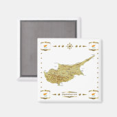 Cyprus Map + Flags Magnet (Voorkant / Achterkant)