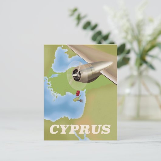 Cyprus map vintage-poster briefkaart (Staand voorkant)
