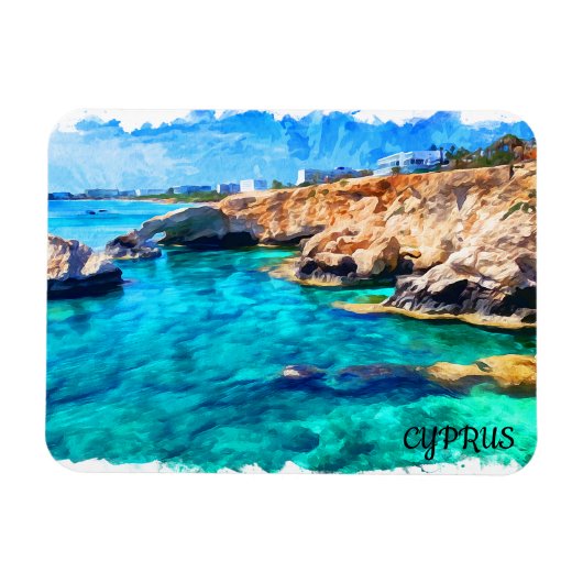Cyprus Mediterraan Landschap Reizen Magneet (Horizontaal)