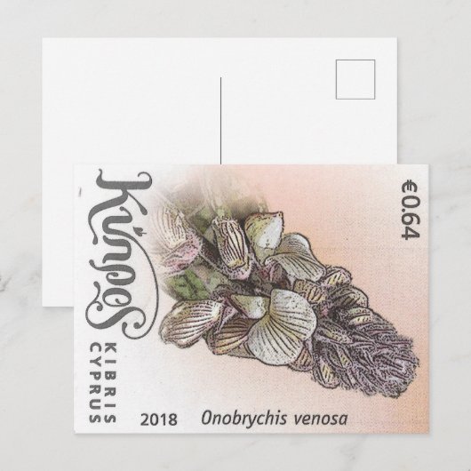 Cyprus nature stamp flower spring flowers purple briefkaart (Voorkant / Achterkant)