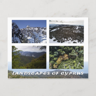 Cyprus natuur Landschappen Troodos Bergen Sneeuw W Feestdagenkaart