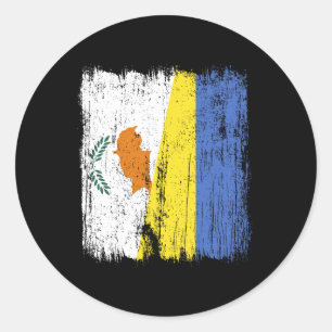 Cyprus Oekraine Half Vlag Cypriotische Oekraïense  Ronde Sticker