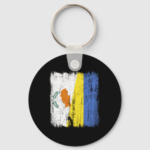 Cyprus Oekraine Half Vlag Cypriotische Oekraïense Sleutelhanger