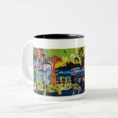 Cyprus Paralimni Graffiti Tweekleurige Koffiemok (Voorkant links)