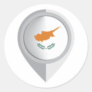 Cyprus Pin Locatie Vlag Ronde Sticker