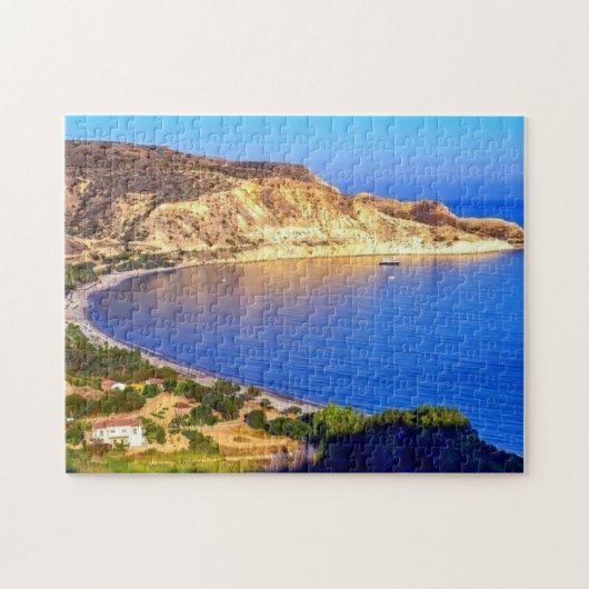 Cyprus Pissouri Bay Panoramisch Uitzicht Fotografi Legpuzzel (Horizontaal)