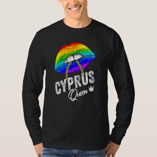Cyprus Queen Lgbetq Gay Pride Flag Lips Rainbow Ma T-shirt (Voorkant)