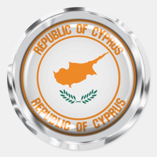 Cyprus Round Emblem Ronde Sticker (Voorkant)