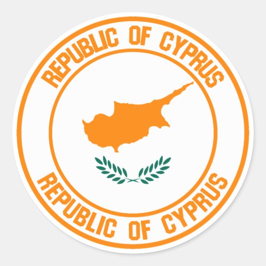 Cyprus Round Emblem Ronde Sticker (Voorkant)