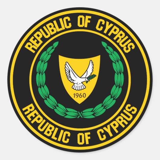 Cyprus Round Emblem Ronde Sticker (Voorkant)
