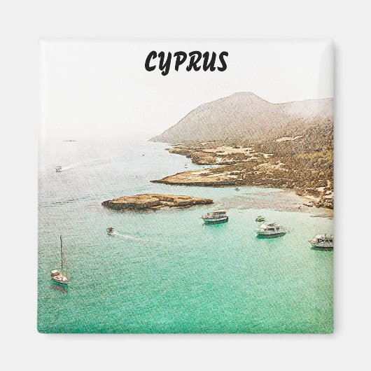 Cyprus Scenery Travel Illustratie Magneet (Voorkant)