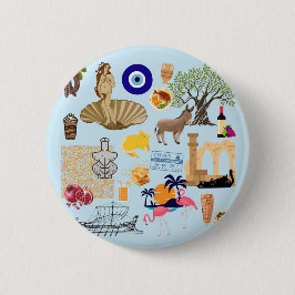 Cyprus Symbolen Reis Liefhebbers Ronde Button 5,7 Cm