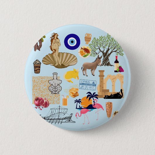 Cyprus Symbolen Ronde Button 5,7 Cm (Voorkant)