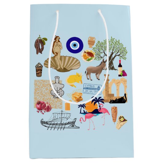 Cyprus Symbolen voor reisliefhebbers Medium Cadeauzakje (Voorkant)
