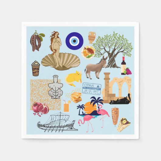 Cyprus Symbolen voor reisliefhebbers Servet (Voorkant)