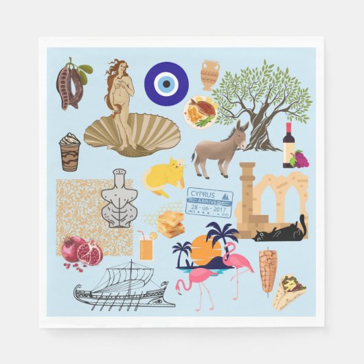 Cyprus Symbolen voor reisliefhebbers Servet (Voorkant)