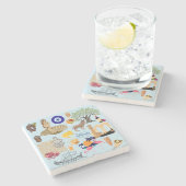 Cyprus Symbolen voor reisliefhebbers Stenen Onderzetter (Zijkant)