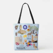 Cyprus Symbolen voor reisliefhebbers Tote Bag (Achterkant)