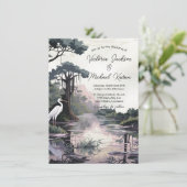 Cyprus Tree Crane Bayou Bruiloft Kaart (Staand voorkant)