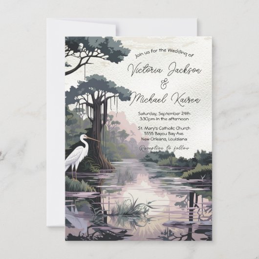 Cyprus Tree Crane Bayou Bruiloft Kaart (Voorkant)