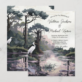 Cyprus Tree Crane Bayou Bruiloft Kaart