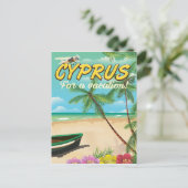 Cyprus vintage strand reisposter briefkaart (Staand voorkant)