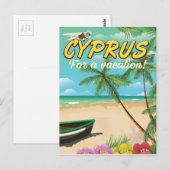 Cyprus vintage strand reisposter briefkaart (Voorkant / Achterkant)